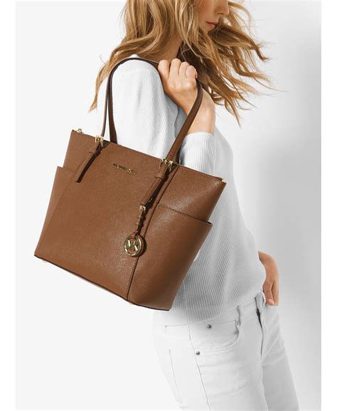 michael kors jet set east west top zip tote truffle|Michael Kors jet top zip tote.